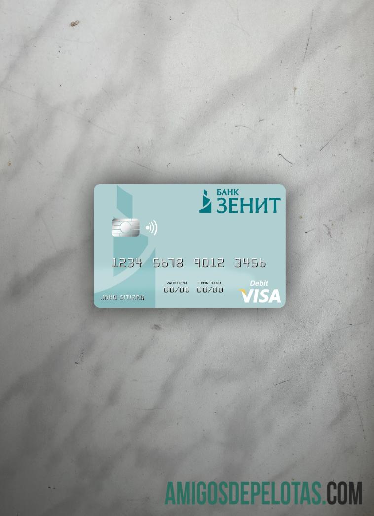 Cartão de débito Visa ZENIT do banco russo Photolook Front amostra